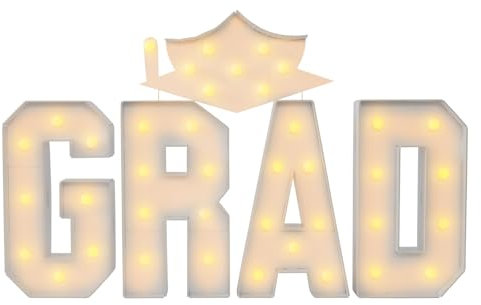 Led Schild Personalisiert, Graduation Season GRAD, 2000-3000K, Schaumstoffplatte, Gesamtzahl der Glühbirnen 40, weiß Geeignet für Graduation Party, Feier oder Graduation Ceremony Site.
