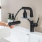 LakeBayMZC Robinet de lavabo avec douchette extractible, mitigeur monocommande pour lavabo à poser, avec 6 types de jet d'eau,noir mat