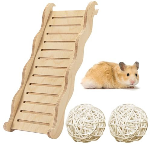 Ktnyl 1 Pieza Escalera de Hámster, Juguetes Hámster Accesorios, Escalera de Madera para Hámster, Escalera de Hábitat de Hábitat, Escalera de Madera para Hámsteres, Jerbos, Ratones y Animales Pequeños