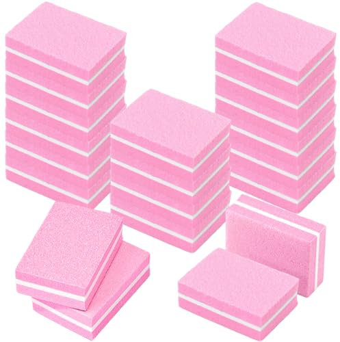 HZXINYI 20 Piezas Bloque de Lima Para Uñas - Taco Pulidor Uñas Doble Cara Grano 100/180, Lima Pulidora Uñas Lavable para Uñas Gel y Acrílico, Rosa