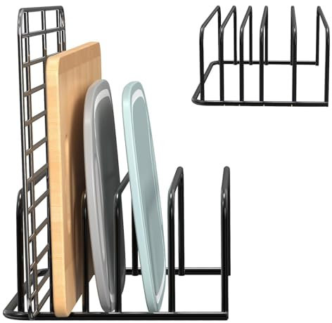 JSUOEO Schneidebrett Halter, Backblechhalter mit 5 Schlitze Schneidebrett Ständer Schwarz Bretthalter Küche Brettchenhalter für Schneidebretter Geschirr Backnetz Backbleche