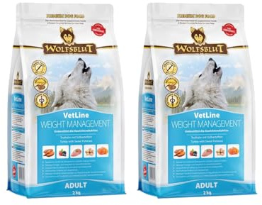 Wolfsblut VetLine Weight Management Truthahn 2 x 2kg Trockenfutter – Diät-Alleinfuttermittel für Hunde mit Übergewicht & Diabetes, getreidefrei, mit L-Carnitin & Superfoods