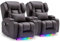 SAMERY Elektrisch Relaxsessel Fernsehsessel mit Liegefunktion Massage Heizung, Kunstleder TV Sessel Wohnzimmer Kinosessel Liegesessel mit Fußteil, USB, LED - 7815 Sessel (2, Braun)