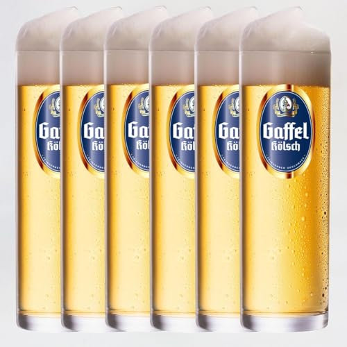 Sweet Little Gaffel Kolsch Beer Stick High Ball Glasses | x 6 | 0.2L | 12 Free Beer Mats | Official Merchandise