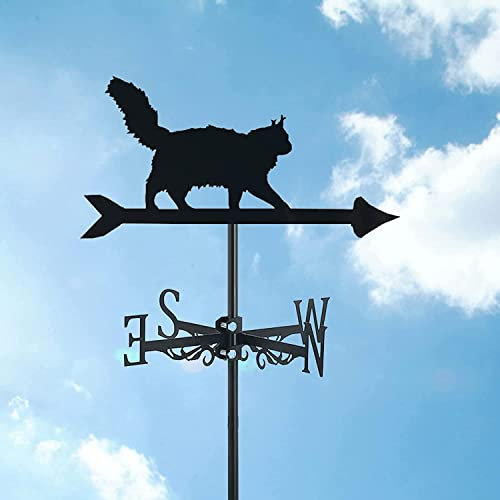 Wetterfahne für Katzen, Edelstahl, Windrichtungsanzeige, niedliche Katzenform, Dach, Gartendekoration für den Außenbereich, Bauernhof, Hof