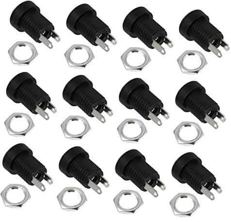NUOBESTY 24 Stück Pack Dc Power Buchsen Weibliche Panel Montage Connectoren Schwarz für Stecker Langlebig und Einfach zu Montieren für Camping und Elektronikprojekte