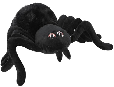 Depesche 13902 Adventure World - Kuscheltier Spinne in Schwarz, mit Glitzer-Augen, ca. 20 cm großes Plüschtier