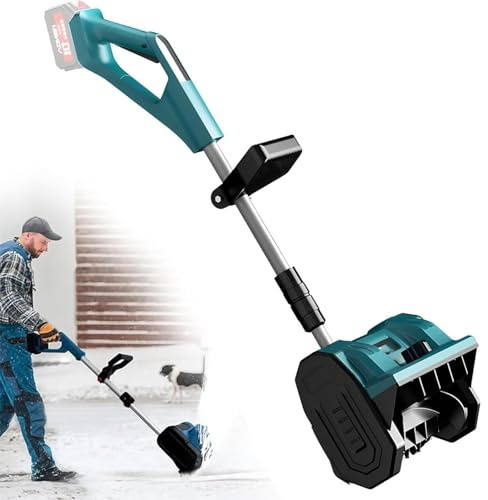 Electric Snowplough Hand-Push, 31cm Width, Adjustable Handle, Automatic Snow Shovel for Yard and Farm