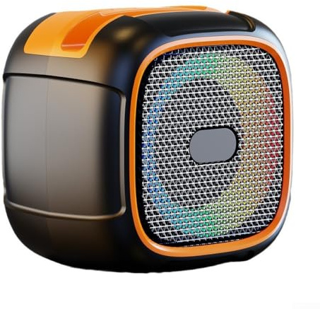 Enceinte portable sans fil avec protection IPX5, 10 heures d'autonomie et lumières LED vives pour les fêtes (orange)