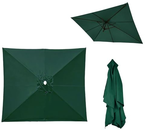 CEIEVER Telo di Ricambio per Ombrellone da Giardino 3x3m-Copertura Quadrata in Tessuto Poliestere per 6 Stecche-Baldacchino Parasole Resistente ai Raggi UV e Idrorepellente (Verde scuro, 3MX3M)