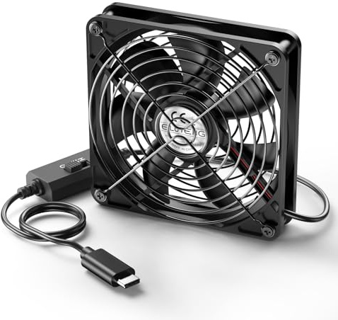 ELUTENG Ventilador USB de 140 mm con 3 velocidades, tipo C de 5 V, carcasa silenciosa de 1.500 RPM, ventilador de PC portátil adecuado para tabletas, sintonizador de TV, router, DVR, PlayStation, Xbox