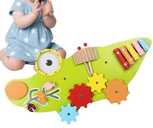 Wall Activity Board - Preschool Educational Toy, Wooden Sensory Board Panels Learning Busy Mount | Tactile Station for Kids Girls Boys Preschool Kindergarten Nursery Classroom Playroom Daycare