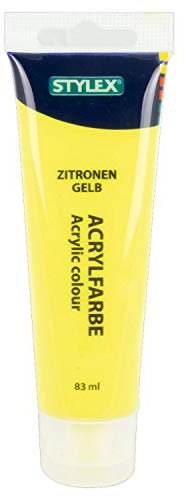 Stylex 28641 - Acrylfarbe auf Wasserbasis, 83 ml Tube in zitronengelb, matt, hohe Deck- und Farbkraft, lichtbeständig, schnelltrocknend und wasserfest