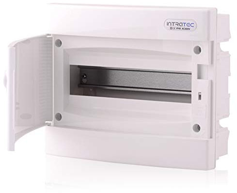 Intratec Sicherungskasten Unterputz IP40 – Verteilerkasten mit weißer Tür, 1-reihig, 12 Module, 232x283x106 mm, für Trockenräume