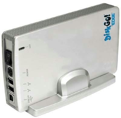 Edge DiskGO™ 3.5 Portable USB 2.0 Plus Firewire Hard Drive 200GB disco rigido esterno Nero, Argento