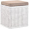 korb.outlet Rattan Wäschekorb Wäschetruhe gepolstert Sitz Weiss Groß Wäschesammler Sitztruhe Badhocker Sitzhocker