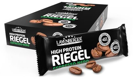 Layenberger High Protein Riegel - Fitness Power Bar, viel Eiweiß, wenig Zucker - 18er Pack (18 x 35 g) - Espresso-Nero