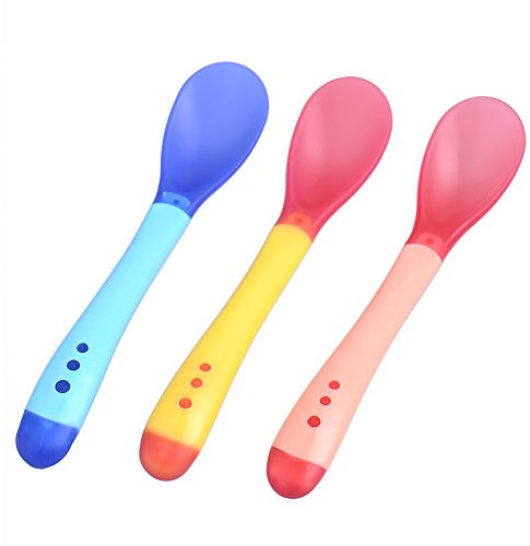 Safety Baby Temperature Sensing Spoon Heat Toddler Food Feeding Spoons Pack of 3- Random Colour