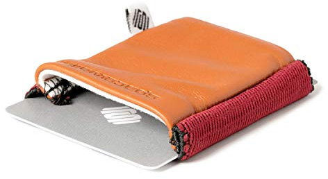 Space Wallet Echt-Leder Slim Wallet Cognac-rot - Sehr kleine Geldbörse/Portemonnaie - 15 Karten + Geldscheine - Kartenetui mit Scheinfach - Classic Rose Cognac