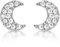 Diamond Treats Piccoli Orecchini Argento 925 a Forma di Luna, Orecchini Mezzaluna per Donne, Ragazze e Bambine, Eleganti Orecchini Donna Argento 925 con Pietre Zirconi