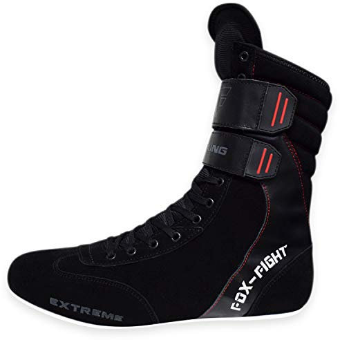 Extreme Boxstiefel aus echtem Leder professionelle hochwertige Qualität Boxen Boxing Schuhe Boxschuhe Box Hog Boots FOX-FIGHT45 - schwarz