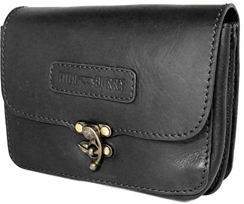 HILL BURRY • Unisex Gürteltasche aus Leder mit Karabinerverschluss (Schwarz)