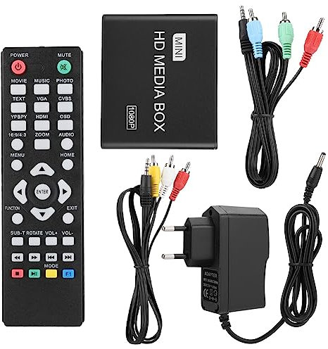 Lazmin 1080 P Full HD Digital Media Player Auto tragbare SD/USB HDD-HDMI Unterstützung HDMI-Netzwerk mit Fernbedienung(EU-Stecker)