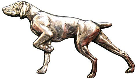 Ansteckpin Hund auf der Jagd | für den Hut oder das Revers | Perfekt zum Jagd-Outfit | Anstecker Pin Button | Altsilber