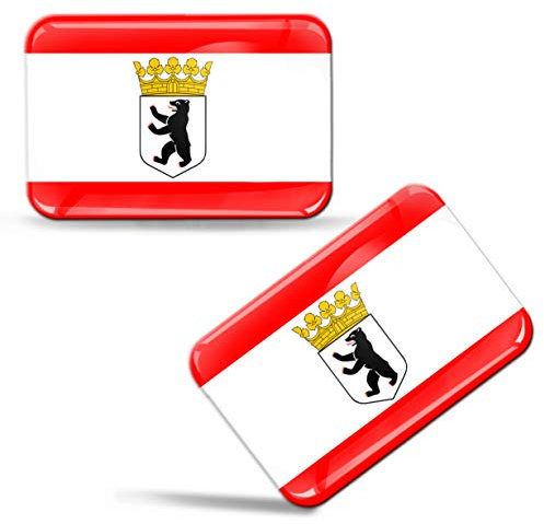 Biomar Labs® 2 x Aufkleber 3D Gel Silikon Stickers Berlin Bär Flag Flagge Fahne Auto Motorrad Fahrrad Fenster Tür PC Handy Tablet Laptop F 95