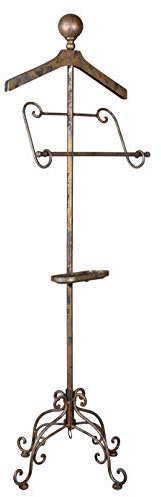 PALAZZO INT HERRENDIENER „MR. BUTLER“ – Stummer Diener aus Eisen im Antik-Look Landhausstil Kleiderständer mit Bügel, Hosenstange & Ablage Vintage Kleiderbutler Höhe 150 cm Breite 45 cm Tiefe 48 cm