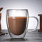 ITODA Tazza in vetro termoisolante a doppia parete con manico in vetro borosilicato resistente al calore, per latte, cappuccino, americano, bevande, bevande, 350 ml