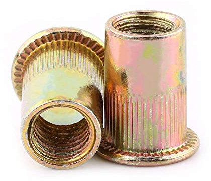 Rivetti Filettati M3 M4 M5 M6 M8 M10 M12 Opzionale, Rivetto Filettato M3, Kit Di Dadi Per Rivetti Con Dadi a Rivetti, Inserto a Testa Piatta in Acciaio Al Carbonio Nutsert, 100 Pezzi M3