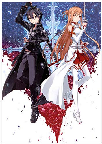 Xojbid 5d Adult Diamond Painting Kit, japanische Anime Schwertkunst Online SAO, Diamond Painting 5d Kreuzstich Kunstharz Diamond Craft DIY Gemälde für die Wanddekoration zu Haus(Platz 40X50cm)