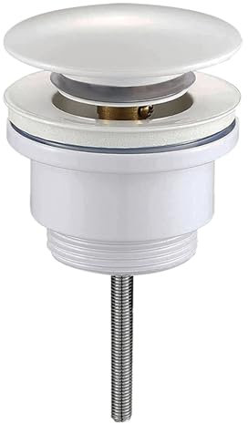 Kibath L490671 Válvula Clic Clac Universal Blanco Desagüe Push-up de Lavabo y Bidet, con Acabado Mate. Tuerca de 1 1/4. Fabricada en latón