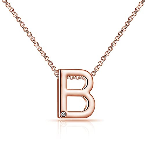 Philip Jones Rose Gold Plated Initial Necklace Letter B Created with Zircondia® Crystals