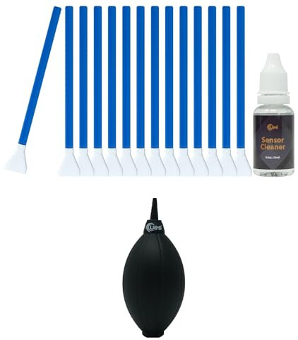 UES APS-C Camera Sensor Cleaning Kit (14pcs Swabs + 15ml Cleaner) and Lens Sensor Dust Air Blower