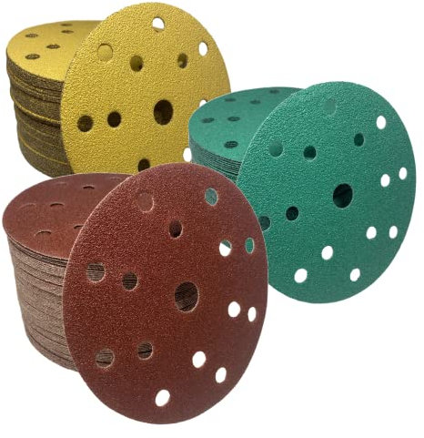Schleifscheiben 150mm Klett mit 15 Löcher Schleifpapier P40-2000 für Exzenterschleifer Schleifpapier Schleifblätter Schleifpad (P150, grün, 20)