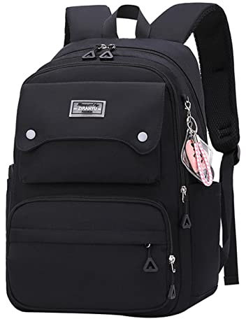 SellerFun Teen Girls Casual Backpack High Middle School Daypack Women Daily Travel Laptop Bag(A Black,29 Liters)