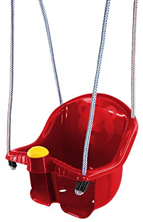 MTS Safety Swing Seat for Toddlers - Easy Setup Red Garden Baby Swing for Kids Age 1-3 - Indoor Outdoor Use, Durable Plastic, Adjustable Ropes, Supports up to 40kg
