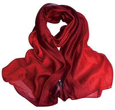 Seidentuch Damen,Maulbeerseide Farbverlauf Seidenschal Meist Verwendet Sonnenschutz Warm Schultertuch Schal Für Kaltes Wetter Hochzeit Bankett Jede Jahreszeit-rot-85-200cm