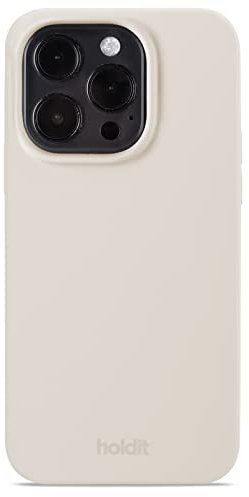 holdit Silikonhülle iPhone 14 Pro - 0,8mm Ultra dünn Handyhülle Silikon - Trendy Slim Silicone case mit Voller Schutz (erhöhte Kante für Kameraschutz) - Light Beige