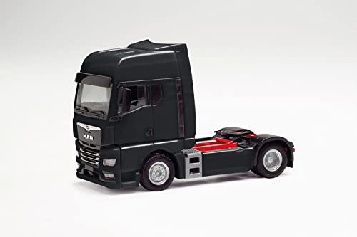 herpa TGX GX Zugmaschine, originalgetreu im Maßstab 1:87, Modell LKW für Diorama, Modellbau Sammlerstück, Deko Miniaturmodelle aus Kunststoff, Farbe: schwarz