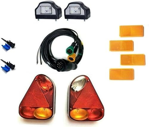 MelTruck® Anhängerbeleuchtung Bajonett SET 2x LED Kennzeichenleuchte 13 PIN Kabelbaum 5m