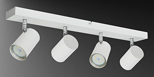 Trango 4-flg. 1018W Deckenleuchte inkl. 4x 3-Stufen dimmbar 4.8 Watt GU10 3000K warmweiß LED-Leuchtmittel in Weiß matt *SIA* Flurleuchte, Küchenleuchte, Deckenlampe Spots verstellbar & schwenkbar
