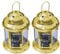 Pair of European Design Antique Glass Hanging Candle Lanterns with Stars Metal Frame Candlestick Holder Night Lamp, Romantic Xmas Wedding Party Decoration Original Package (Gold)