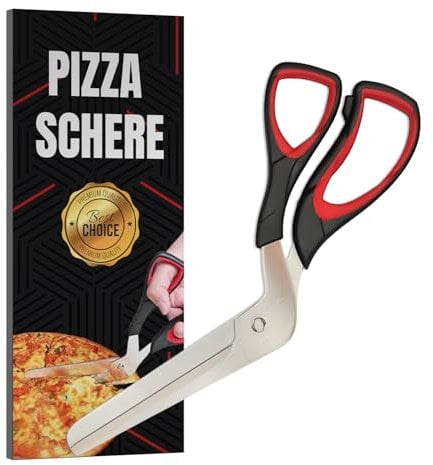 Sharp Pizza Scissors Cutter with Food Grade Safe Blades. Better Than Pizza Roller. Professional Pizza Scissors UK to Cut Pizza Like a Pro Without Removing Topping 27 cm (Red and Black) (Red)