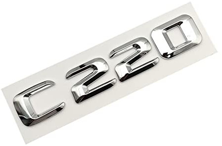 MSEURO 3D Chrom Auto Buchstaben Kofferraum Emblem Abzeichen Aufkleber for Logo passend for Mercedes Benz C180 C200 C220 C300 C400 W204 W205 Zubehör (Color : C220)