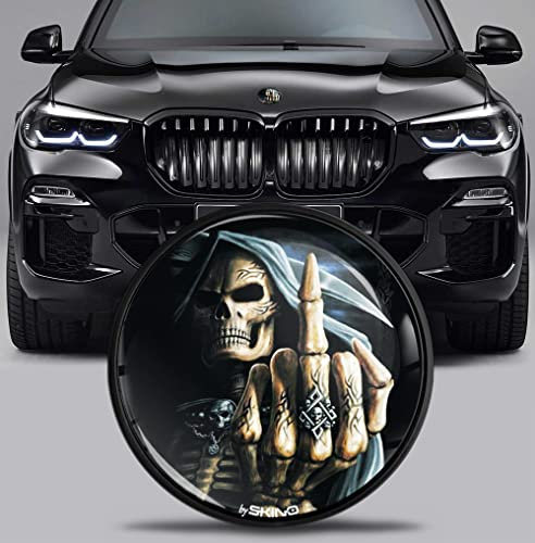 SkinoEu Tuning Emblem für Fronthaube und Kofferraum 82 mm Kompatibel mit BMW Emblem 51767288752 Schädel Schwarz EX 10
