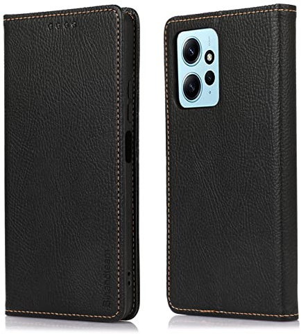binandteam Hülle Xiaomi Redmi Note 12 4G Handyhülle,Premium Pu Lederhülle mit für mehrere Karten, Magnet Klappbar Flip stoßfest Case Cover Schutzhülle - Schwarz