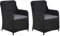 Keketa Gartenstuhl mit Polster 2 STK. Gartenstuhl Relaxstuhl Sessel Gartensessel Balkonstuhl Gartenmöbel Set für Balkon Terrasse Garten Poly Rattan Schwarz und Dunkelgrau